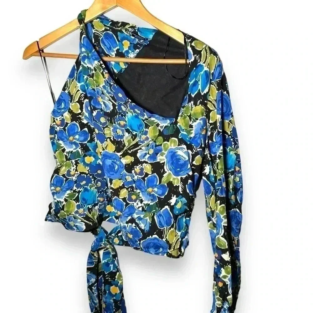 NEW  ZARA floral print Assymetrical top 8784/671 xxl - Picture 4 of 9